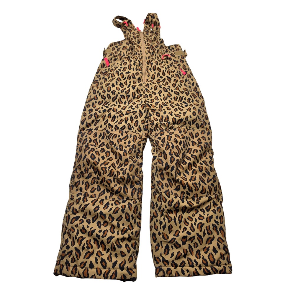 Amazon Essentials Kids Leopard Print Snow Bibs Insulated Overalls Small Brown